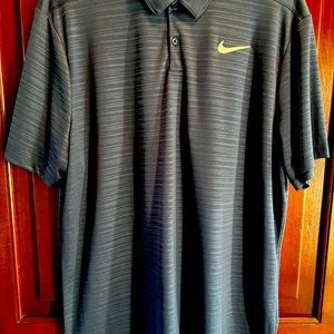 Nike Golf Dri Fit Polo Shirt Standard Fit Men’s XL Black Subtle Striped